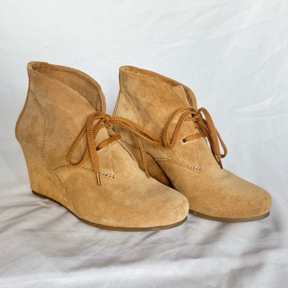 Gianni Bini Tan Suede Wedge Ankle Boots
